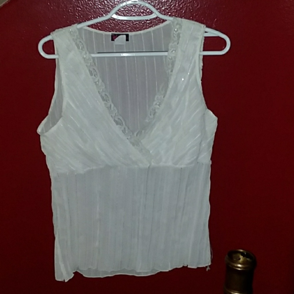 White tunic top, sequins size XL